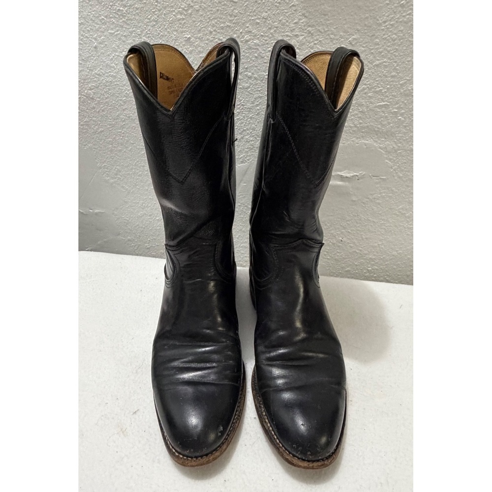 Justin L3703 Black Leather Roper Cowboy Boots Womens 6.5 A Made in USA